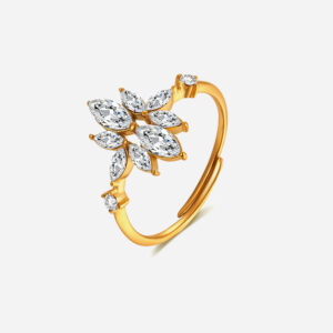 Køb Crystal Flower Ring 18K Guldbelagt billigt online tilbud