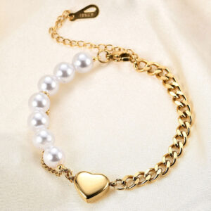 Køb Panzer Heart Pearl Armbånd 18K Guldbelagt billigt online tilbud