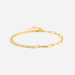 Køb Sparkle Zirkonia Armbånd 925 Sølv 18K Guldbelagt 2mm billigt online tilbud