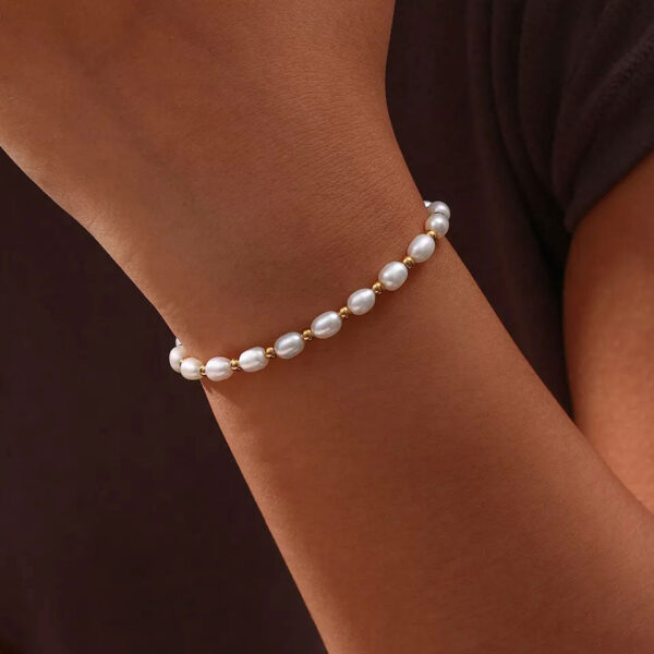 Køb Beaded Freshwater Pearl Armbånd 18K Guldbelagt billigt online tilbud