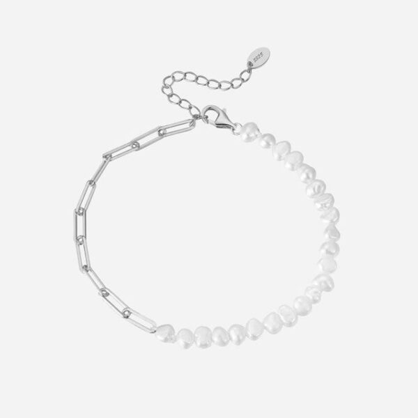 Køb Freshwater Pearl Chain Armbånd 925 Sølv billigt online tilbud