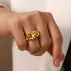 Køb Chunky Flame Ring 18K Guldbelagt billigt online tilbud