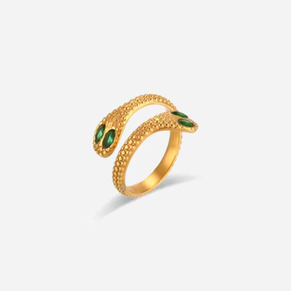 Køb Green Snake Deluxe Ring 18K Guldbelagt billigt online tilbud