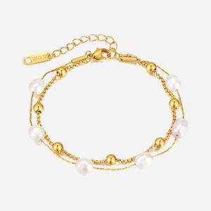 Køb Natural Pearl Layer Armbånd 18K Guldbelagt billigt online tilbud