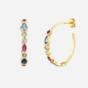 Køb Multicolor Zirkonia Hoops 925 Sølv 18K Guldbelagt billigt online tilbud