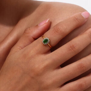 Køb Floral Green Zirkonia Ring 18K Guldbelagt billigt online tilbud