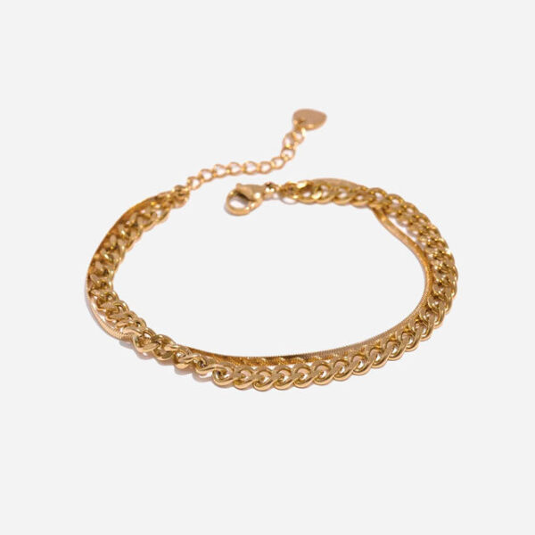 Køb Curb + Flad Slange Armbånd 18K Guldbelagt 6mm billigt online tilbud