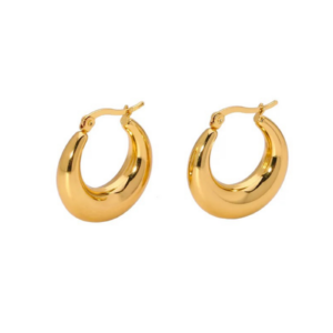 Køb Belphia Hoop Chunky Stainless Steel 18K Guldbelagt 26 mm - One-size / Stainless Steel 18K Guldbelagt billigt online tilbud