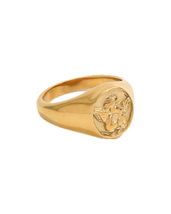 Køb Belphia Gold Plated Angel Ring Stainless Steel - 51 / Stainless Steel billigt online tilbud