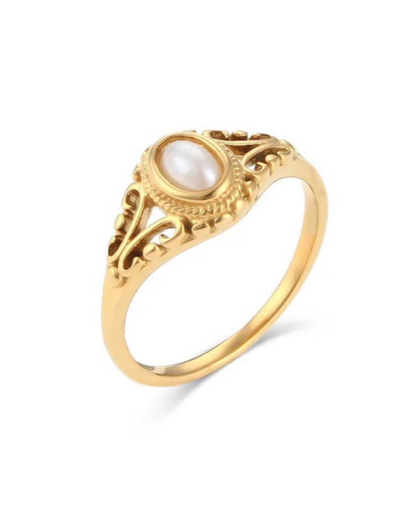 Køb Belphia Gold Pearl Ring Stainless Steel 18k Guldbelagt - Stainless Steel 18k Guldbelagt / 58 billigt online tilbud