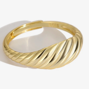 Køb Belphia Twist Ring 925 Sterling Sølv 18K Guldbelagt - Justerbar / 925 Sterling Sølv 18K Guldbelagt billigt online tilbud