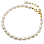 Køb Belphia Perle Armbånd 925 Sterling Sølv 18K Guldbelagt - 16 +3 cm / 925 Sterling Sølv 18K Guldbelagt billigt online tilbud