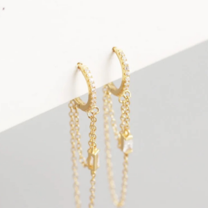 Køb Belphia Hoop Chain Dingle Øreringe 925 Sterling Sølv 18K Guldbelagt billigt online tilbud