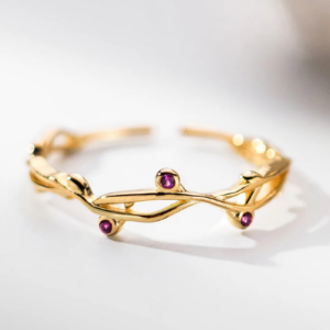 Køb Belphia Ruby Ring 925 Sterling Sølv 18K Guldbelagt - Justerbar / 925 Sterling Sølv 18K Guldbelagt billigt online tilbud