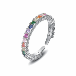 Køb Belphia Flower Rainbow Ring 925 Sterling Sølv - Justerbar / 925 Sterling Sølv billigt online tilbud