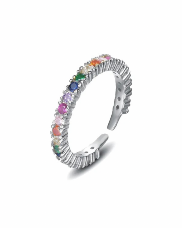 Køb Belphia Flower Rainbow Ring 925 Sterling Sølv - Justerbar / 925 Sterling Sølv billigt online tilbud