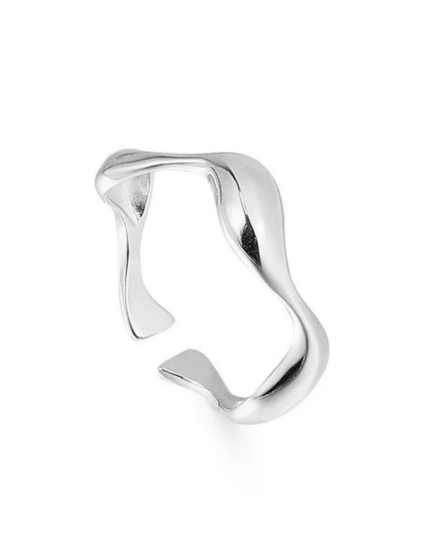 Køb Belphia Wavy Ring 925 Sterling Sølv - Justerbar / 925 Sterling Sølv billigt online tilbud