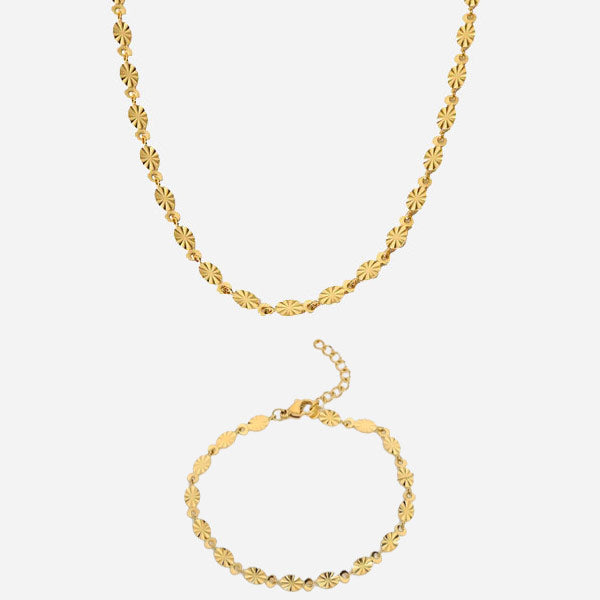 Køb Sunburst Choker + Armbånd Gavesæt 18K Guldbelagt billigt online tilbud