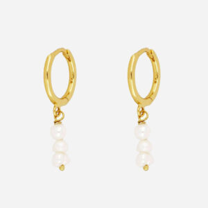 Køb Small Freshwater Pearl Hoops 925 Sølv 18K Guldbelagt billigt online tilbud