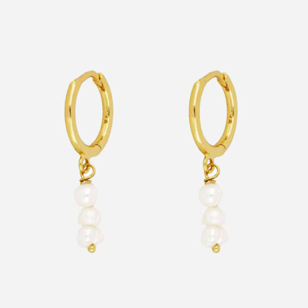 Køb Small Freshwater Pearl Hoops 925 Sølv 18K Guldbelagt billigt online tilbud