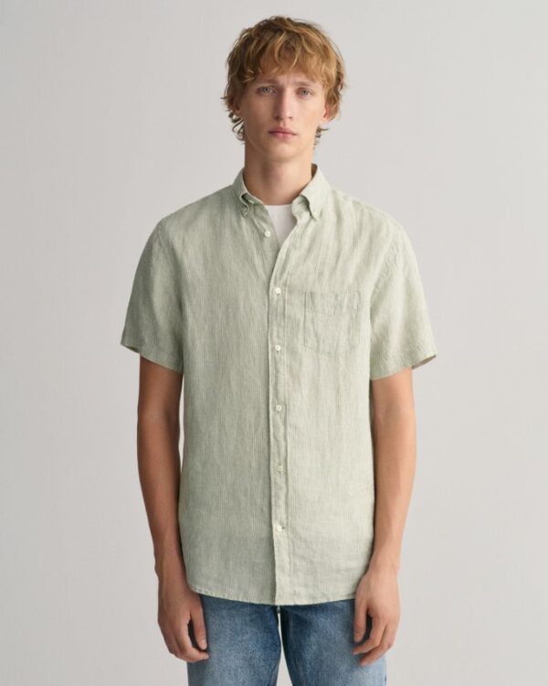 Køb REG LINEN STRIPE SS SHIRT billigt online tilbud