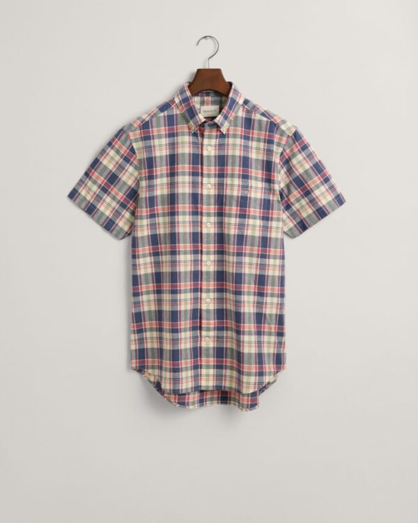 Køb REG COTTON LINEN CHECK SS SHIRT billigt online tilbud