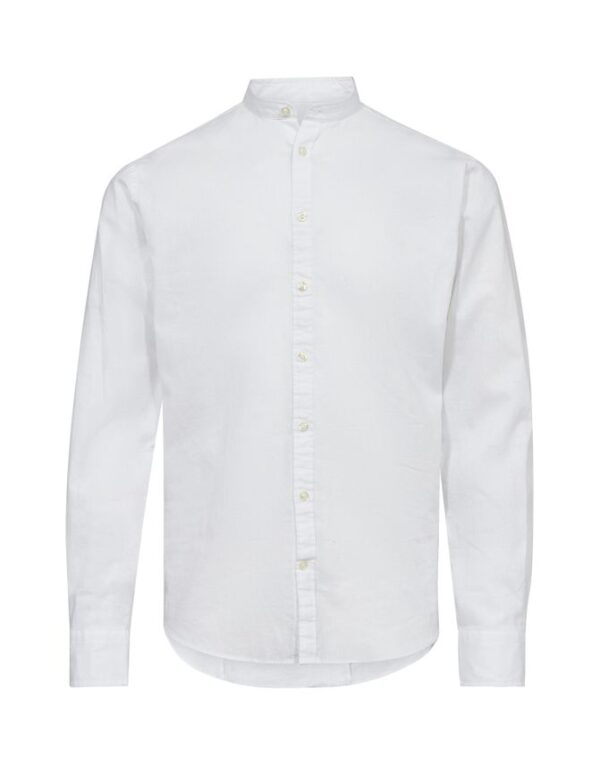 Køb China collar linen l/s shirt billigt online tilbud