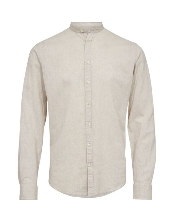 Køb China collar linen l/s shirt billigt online tilbud