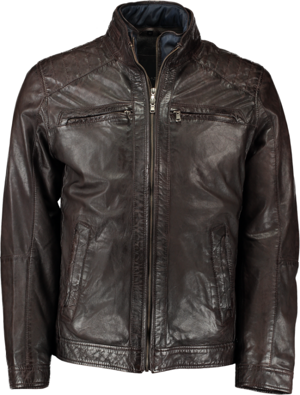 Køb Leather jacket modern fit billigt online tilbud