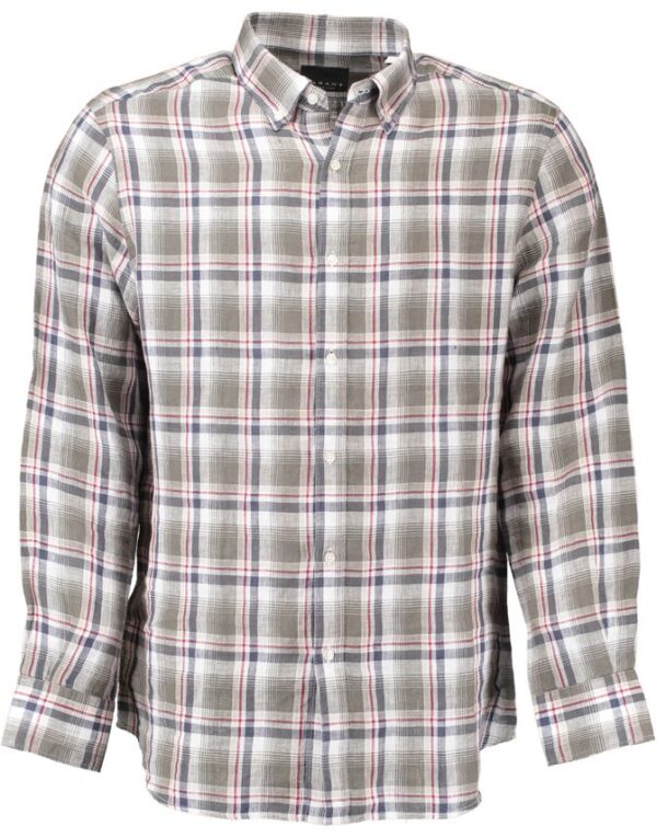 Køb Checked linen shirt regular fi billigt online tilbud