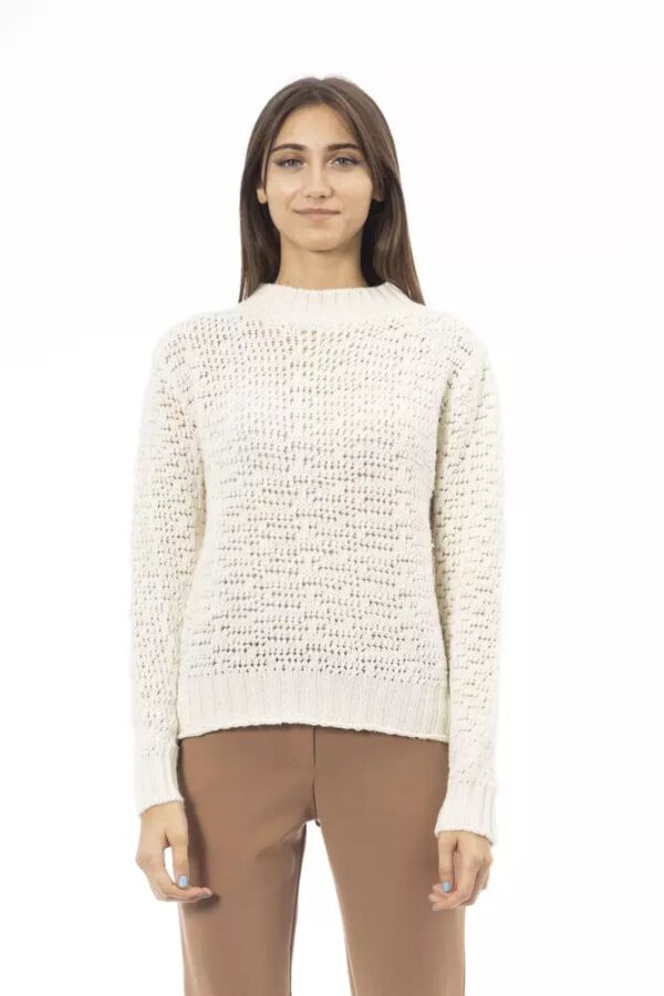 Køb Alpha Studio Hvid Uld Sweater billigt online tilbud