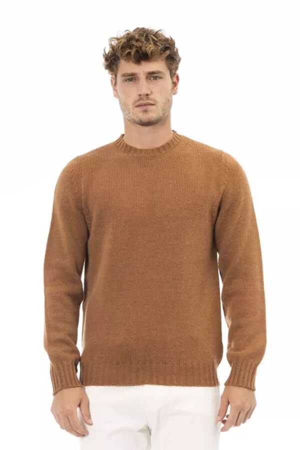 Køb Beige Alpaca Læder Sweater billigt online tilbud