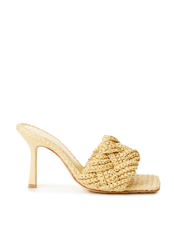 Køb Bottega Veneta Beige Raffia Højhælede Sandaler billigt online tilbud