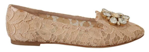 Køb Dolce & Gabbana Beige Taormina Lace Krystals Ballet Flats Shoes billigt online tilbud