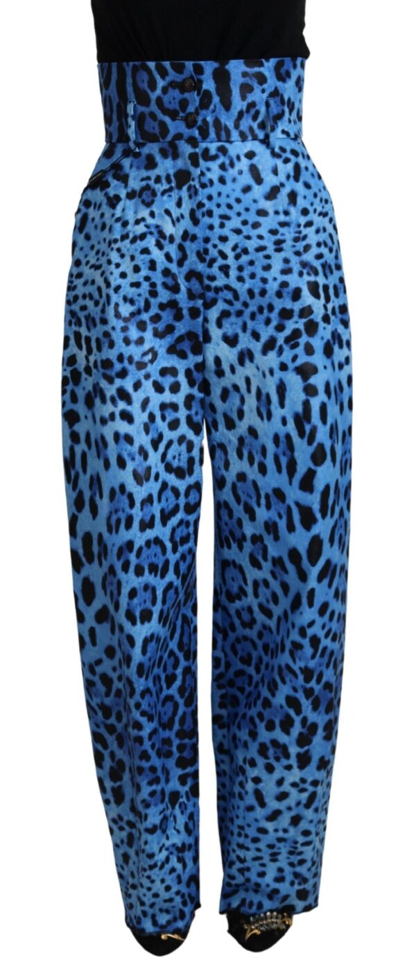 Køb Dolce & Gabbana Blå Leopard Print High Waist Pants billigt online tilbud