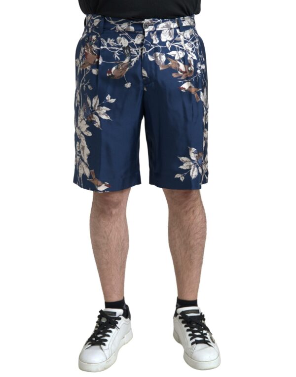 Køb Dolce & Gabbana Blå Print Silkee Herre Bermuda Shorts billigt online tilbud