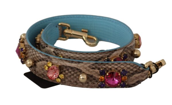 Køb Dolce & Gabbana Brun Exotic Læder Krystals Skulder Strap billigt online tilbud