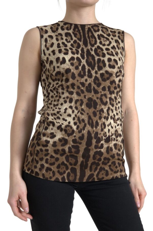 Køb Dolce & Gabbana Brun Leopard Viscose Bluse Top billigt online tilbud