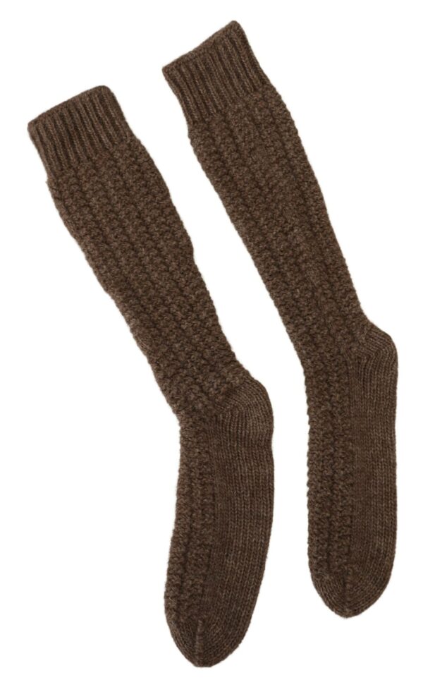 Køb Dolce & Gabbana Brun Wool Knit Skind Long Women Socks billigt online tilbud