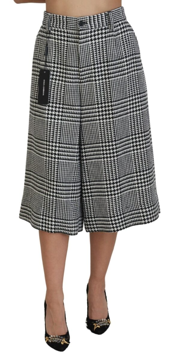 Køb Dolce & Gabbana Grå Plaid High Waist Wide Leg Alpaca Pants billigt online tilbud