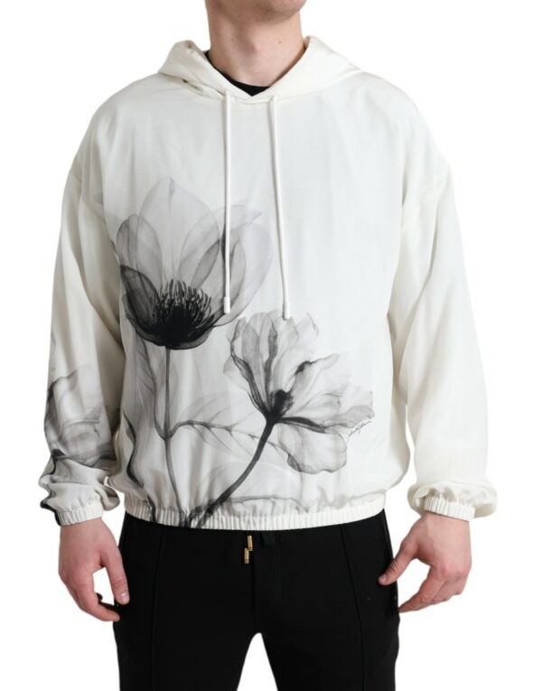 Køb Dolce & Gabbana Hvid Floral Print Hooded Pullover Sweater billigt online tilbud