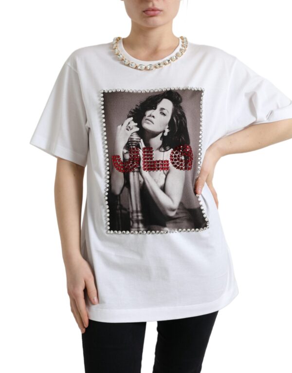 Køb Dolce & Gabbana Hvid Krystal T-shirt billigt online tilbud