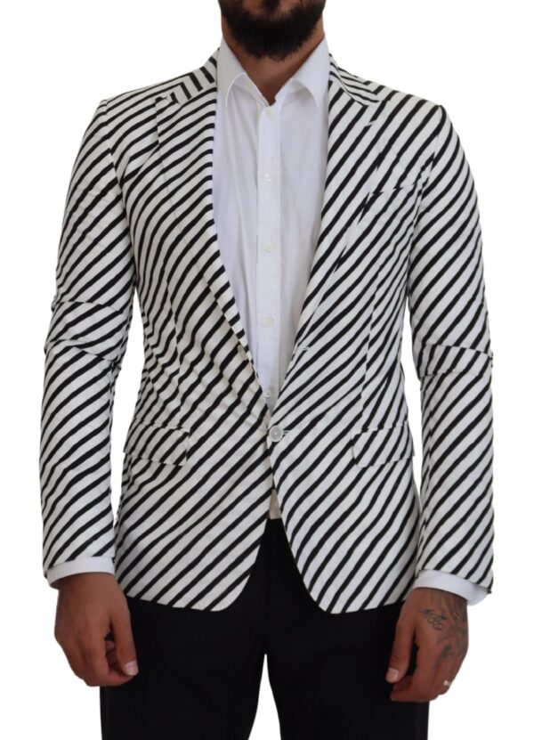 Køb Dolce & Gabbana Hvid Sort Slim Fit Blazer billigt online tilbud