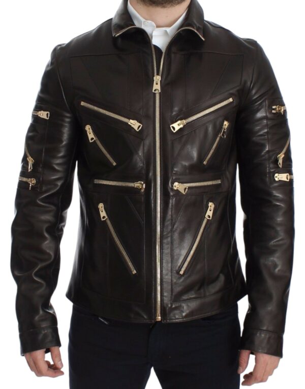 Køb Dolce & Gabbana Lambskin Læder Zipper Jakke & Frakke billigt online tilbud