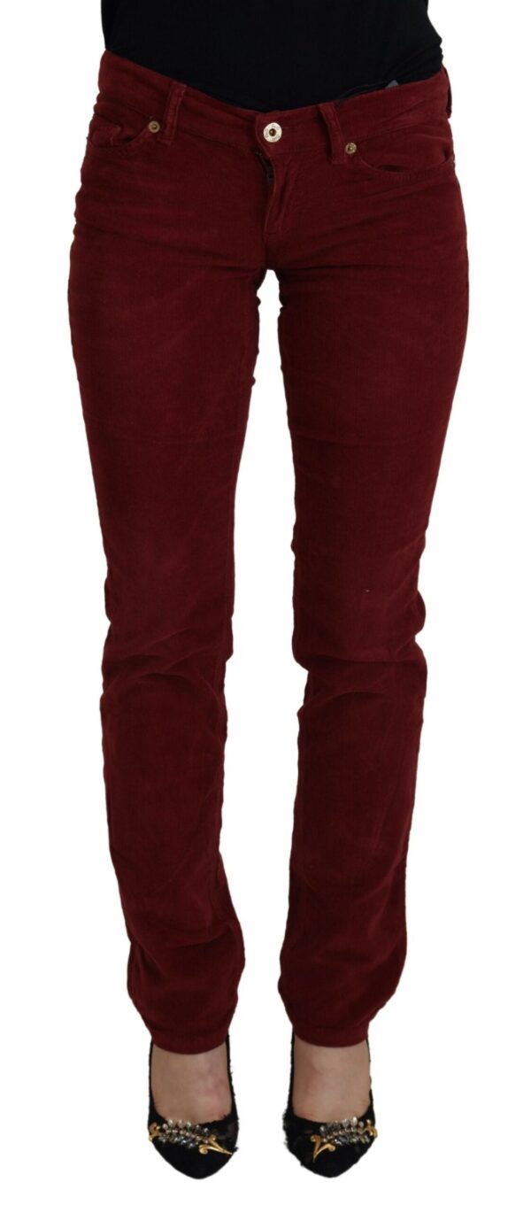 Køb Dolce & Gabbana Maroon Corduroy Slim Fit Dame Casual Bukser & Jeans billigt online tilbud