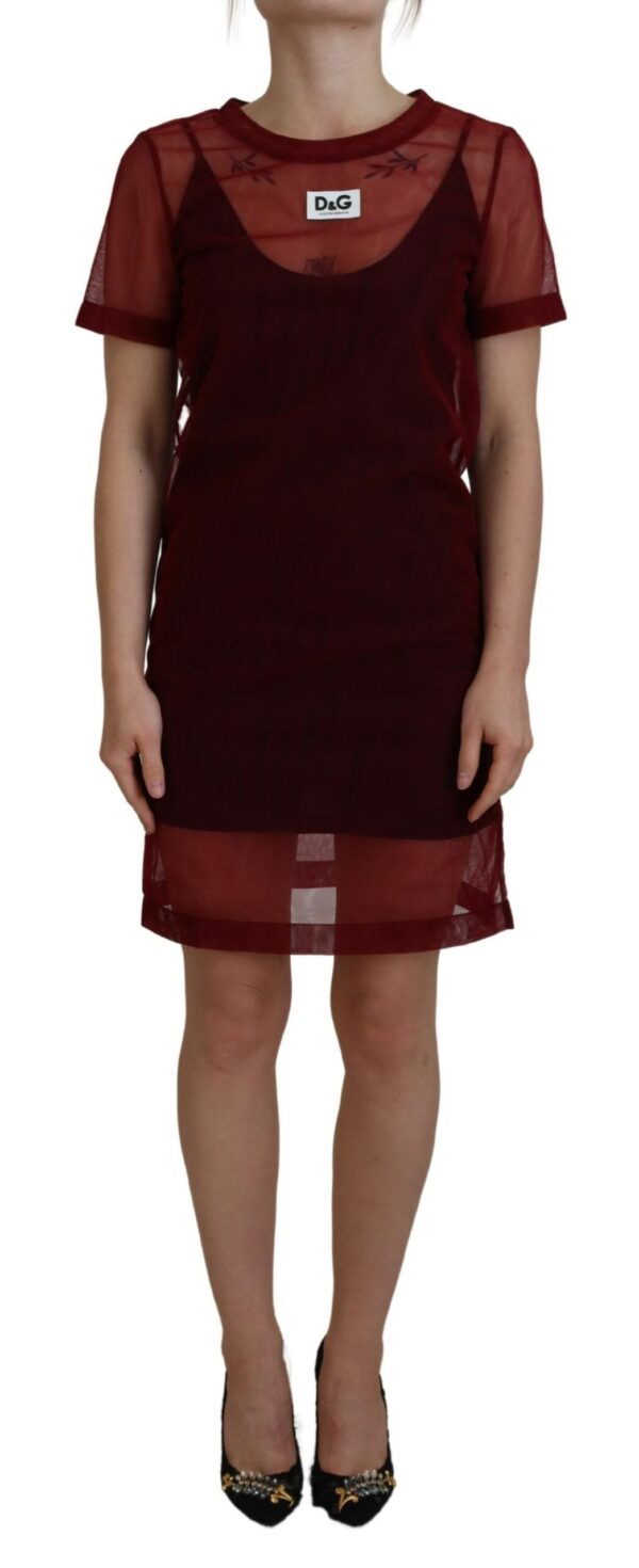 Køb Dolce & Gabbana Maroon Nylon Mini Kjole billigt online tilbud