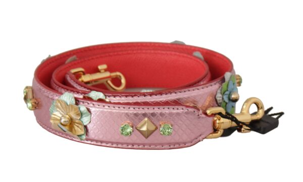 Køb Dolce & Gabbana Metallic Pink Læder Studded Skulder Strap billigt online tilbud