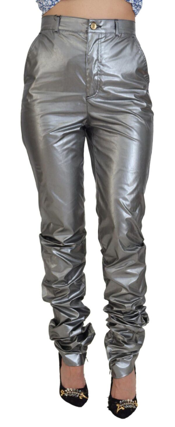 Køb Dolce & Gabbana Metallic Sølv High Waist Skinny Pants billigt online tilbud