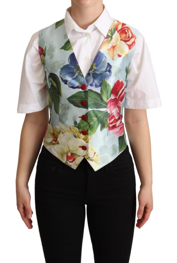 Køb Dolce & Gabbana Mint Floral Silkee Waistcoat Vest billigt online tilbud