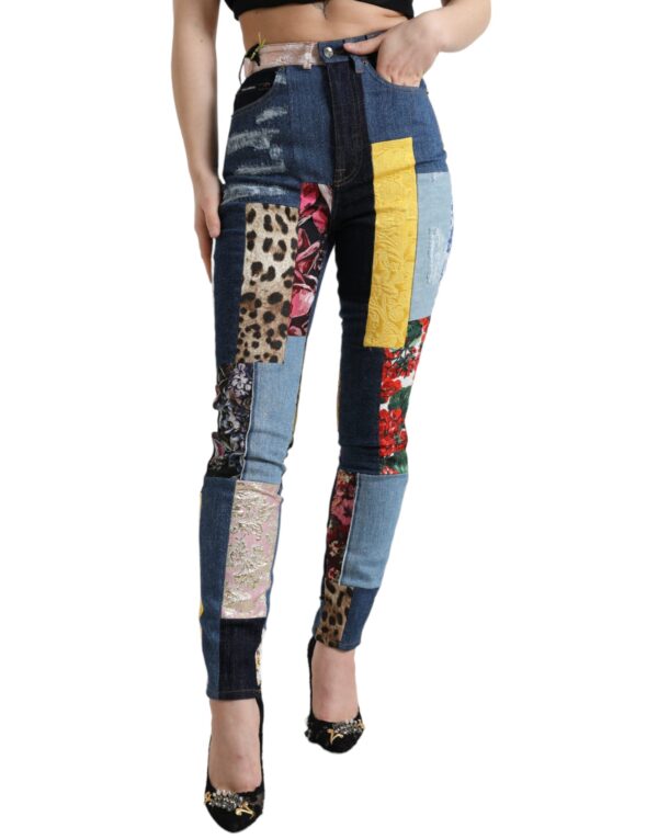 Køb Dolce & Gabbana Multifarve Patchwork GRACE Skinny Denim Jeans billigt online tilbud